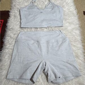SET ACTIVE XL Grey Matching Set FORMCLOUD Sports Bra Shorts Workout Pilates Yoga